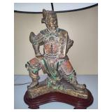Vintage Brass Oriental Warrior Table Lamp