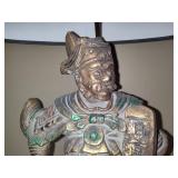 Vintage Brass Oriental Warrior Table Lamp