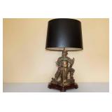 Vintage Brass Oriental Warrior Table Lamp