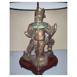 Vintage Brass Oriental Warrior Table Lamp
