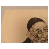 Ivan Sors Original Lithograph "Man Reading Book" Judaica Art