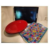 Crate & Barrel Red Oval Serving Platters & Serving Trays