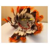 Native Headdress with Feathers and Beads