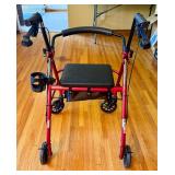 Foldable Walker with Padded Seat and Cupholder