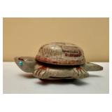 Hand Carved Soapstone Tortoise Trinket Box