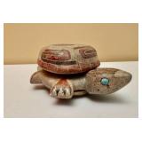 Hand Carved Soapstone Tortoise Trinket Box