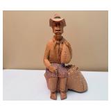 Vintage Coffee Bean Farmer with Cigarette Folk Art