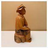 Vintage Coffee Bean Farmer with Cigarette Folk Art