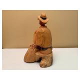 Vintage Coffee Bean Farmer with Cigarette Folk Art