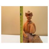 Vintage Coffee Bean Farmer with Cigarette Folk Art