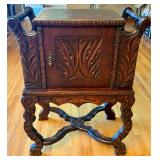 Hand Carved Vintage Humidor Cabinet