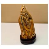 Chinese Hand Carved Figure on Wood Base