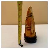 Chinese Hand Carved Figure on Wood Base