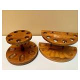Two Vintage Wood Pipe Holders