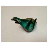 Bronze Hand Ring Dish and Pair of Turquoise Color Candle Holders