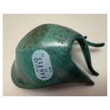 Bronze Hand Ring Dish and Pair of Turquoise Color Candle Holders