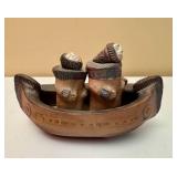 Vintage Inuit Art Pottery Canoe