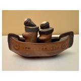 Vintage Inuit Art Pottery Canoe