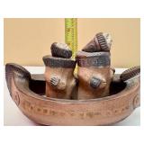 Vintage Inuit Art Pottery Canoe
