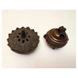 Vintage Metal Asian Incense Bowls