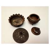 Vintage Metal Asian Incense Bowls
