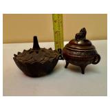 Vintage Metal Asian Incense Bowls