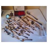 Large Assortment of Silver Plated, Electroplated & Silver Tone Utensils - One Sterling