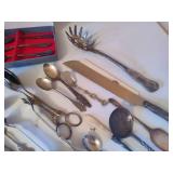 Large Assortment of Silver Plated, Electroplated & Silver Tone Utensils - One Sterling