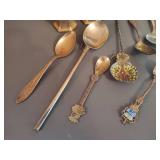 Gold Tone Salt & Pepper Shaker and Decorative Spoons