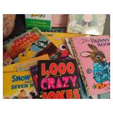 Collection of Toddler Board Books and Basket of Stuffies