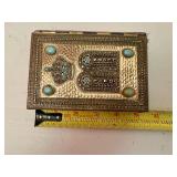 1959 Hebrew Prayer Book/Siddur Silver Tone Cover w/Turquoise Stones