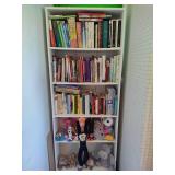 White Bookcase w/Books & Stuffed Animals