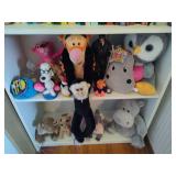 White Bookcase w/Books & Stuffed Animals