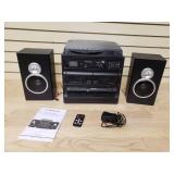 Trexonic 3-Speed Turntable with CD Player, Double Cassette, BT, FM Radio, and USB/SD Encode