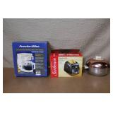 Proctor-Silex Drip Coffeemaker, Sunbeam Toaster Model 3910, and Metal Roasting Pan