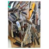 Large Assortment of Vintage and Modern Pocket Knives and Straight Razors