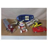 Collection of 6 Vintage Toy Vehicles - Cars, Truck, Plane, Boat, Snowmobile