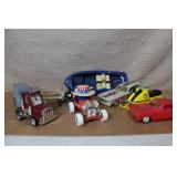 Collection of 6 Vintage Toy Vehicles - Cars, Truck, Plane, Boat, Snowmobile