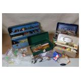 Collection of 4 Fishing Tackle Boxes with Lures, Floats, and Accessories