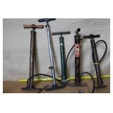 Lot of 5 Vintage and Modern Tire Pumps with Quick Flat Fix Can