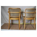 Pair of Vintage Bentwood Armchairs with Woven Cane Seats and Backs
