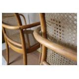 Pair of Vintage Bentwood Armchairs with Woven Cane Seats and Backs