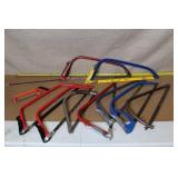 Collection of 7 Assorted Bow Saws and Hacksaws
