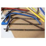 Collection of 7 Assorted Bow Saws and Hacksaws