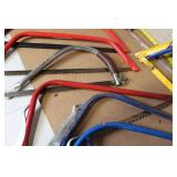 Collection of 7 Assorted Bow Saws and Hacksaws