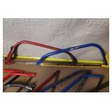 Collection of 7 Assorted Bow Saws and Hacksaws