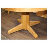 Round Oak Dining Table with Pedestal Base and 4 Chairs