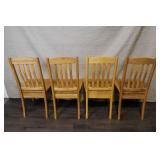 Round Oak Dining Table with Pedestal Base and 4 Chairs