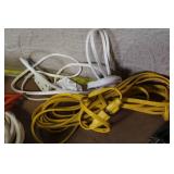 Large Assortment of Extension Cords, Reel Reels, Power Strips and Landscape Cable
