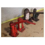 Set of 4 Vintage Hydraulic Bottle Jacks 2 Ton and 5 Ton Rotunda